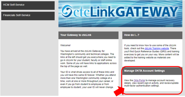 ctcLink Gateway page