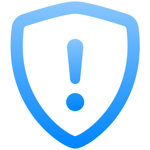 Phishing icon of a shield enclosing an exclamation point